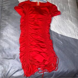 Elegant Red Ruched Dress